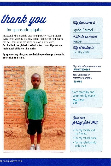 Help Malta sponsors child from Rwanda
